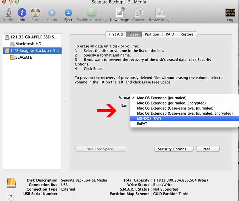Format a hard disk for mac
